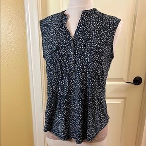 Women's Blue Gray and White Sleeveless Top